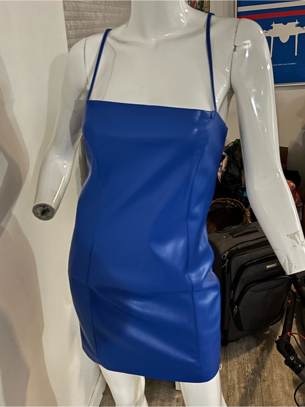 LBLC the label Electric Blue Faux-Leather Mini Dress